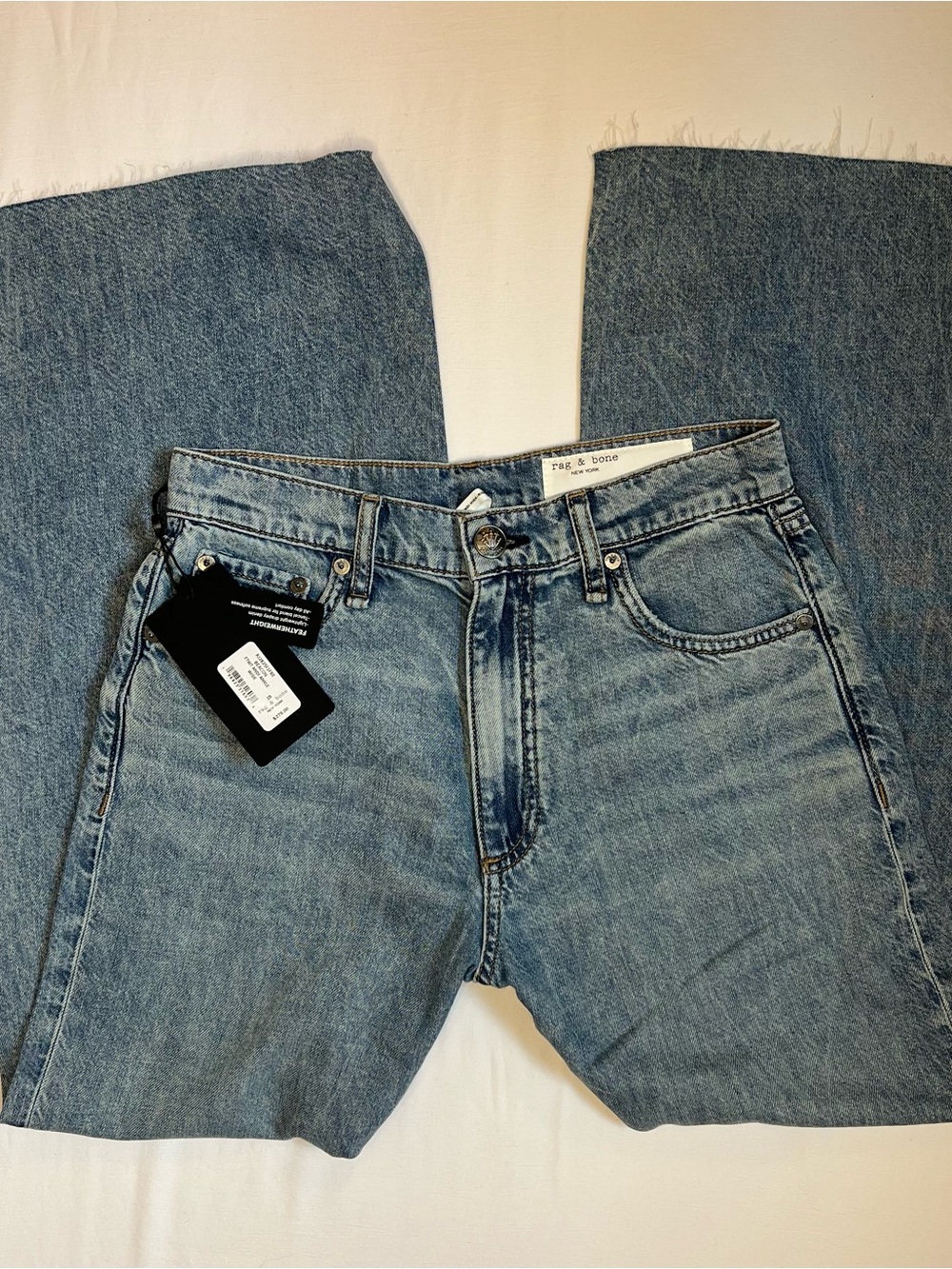 rag & bone Featherweight Sofie High-Rise Wide-Leg Jeans (Light Wash)